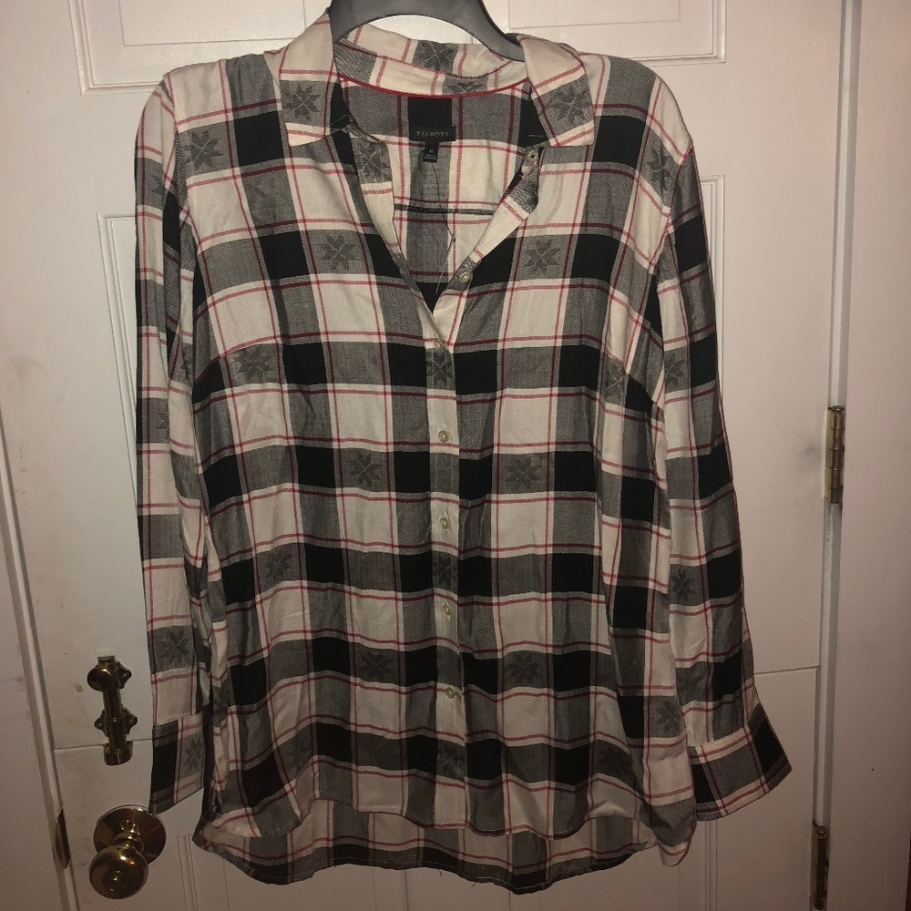 Talbots button down/flannel holiday print